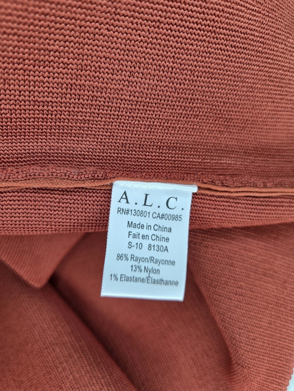 NWT A.L.C. Heavy Stretch Burnt Orange Sirt With Pockets Size XS - Picture 5 of 7